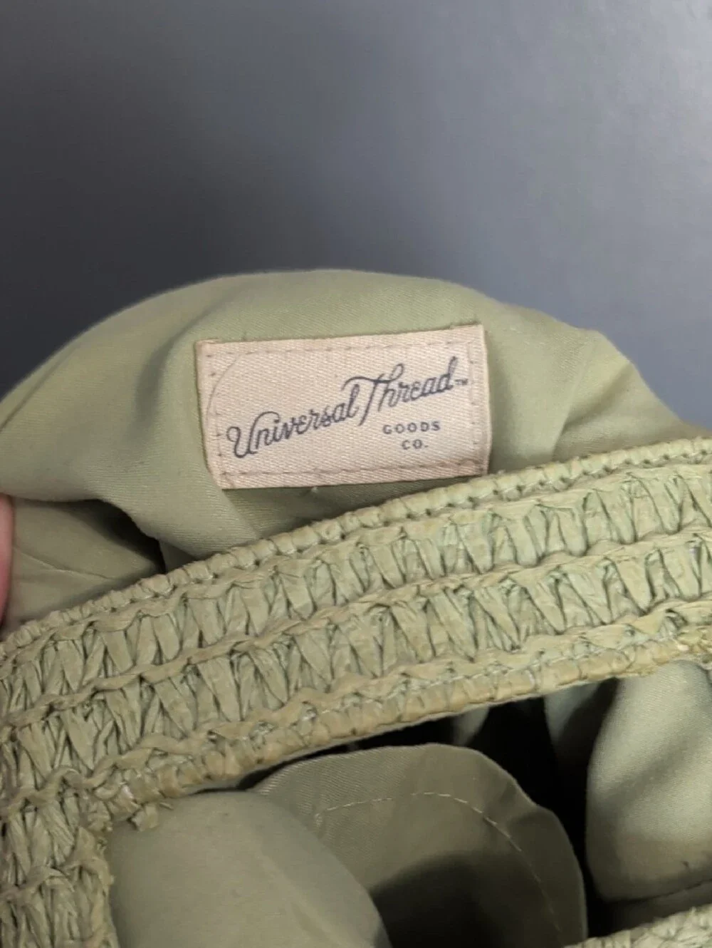 Universal Thread Light Green Woven Crossbody Bag with Cutout Handle